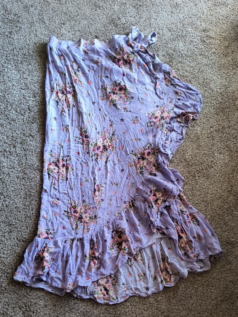 Rewind Lilac Floral Maxi Wrap Skirt with Ruffle Hem